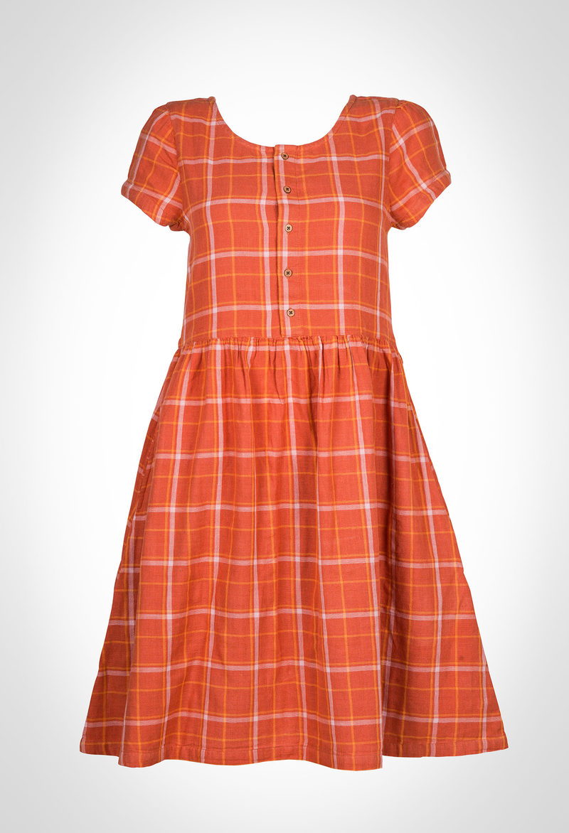 100% organic cotton dress in yarn dyed double fabric