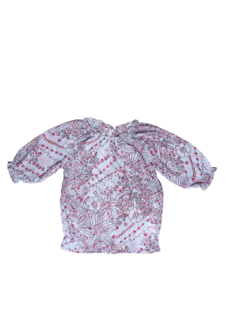 Allover printed girl’s chiffon top with an elasticated neck & cuff