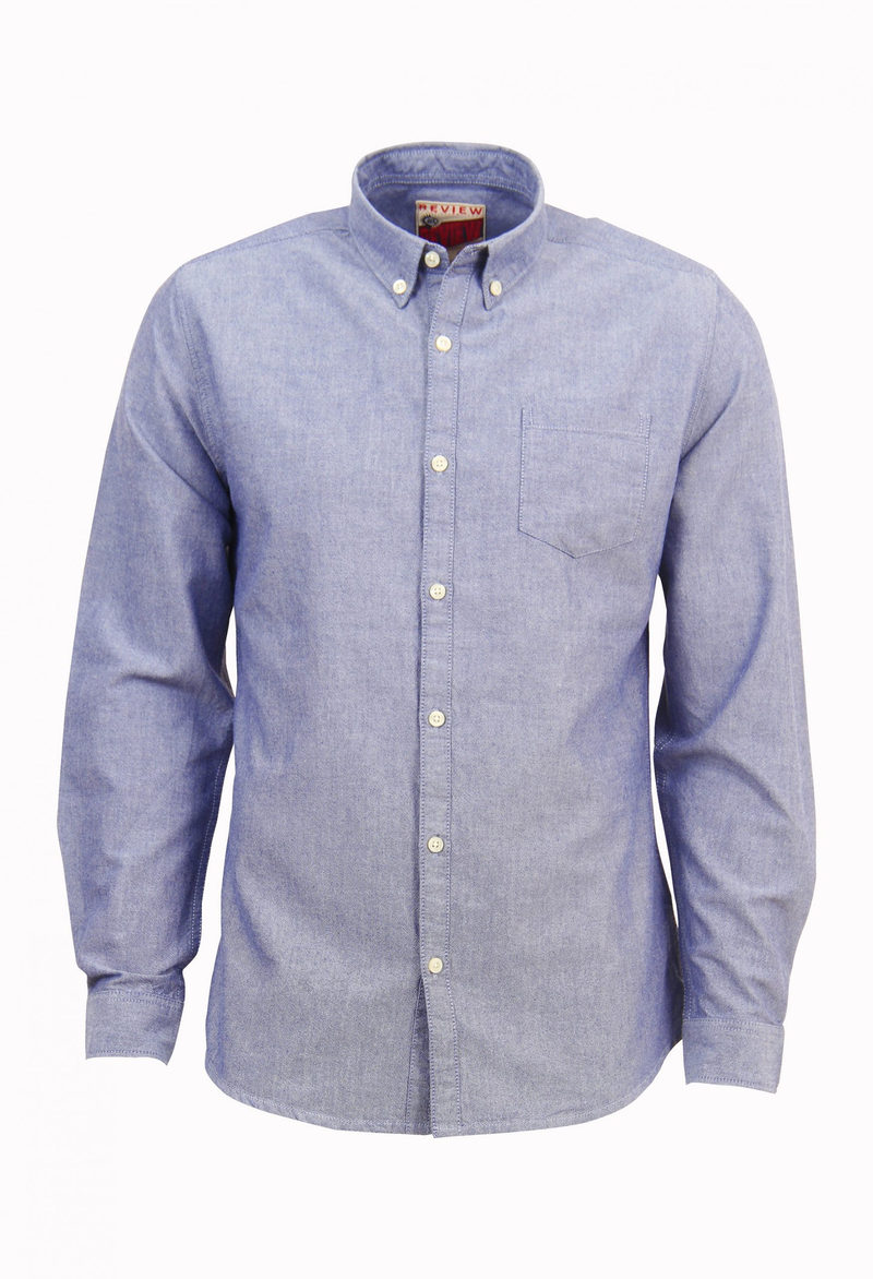 Cool comfort fit chambray shirt with button down collar, enzyme washed