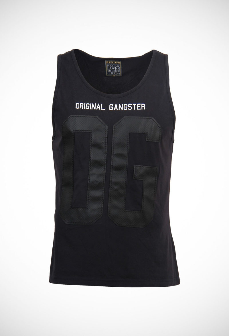Large pu applique affixed on a tank top