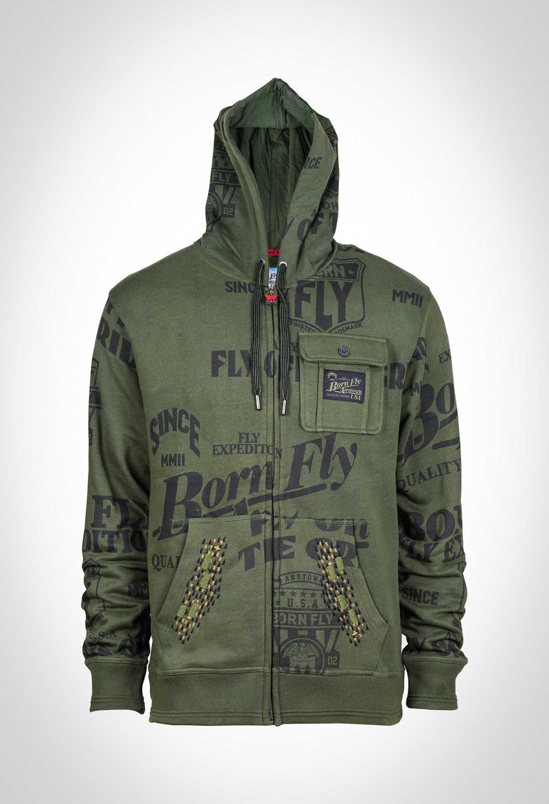 Engineered print 360 gsm cotton polyester fleece full open hoody