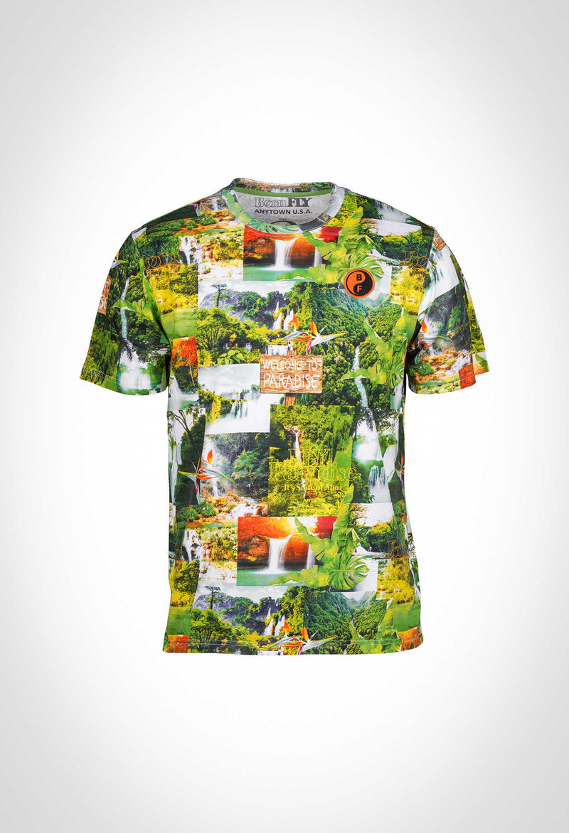 Digital printed short sleeve tee in 190 gsm cotton jersey