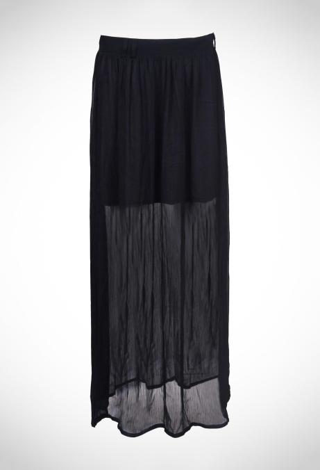 Long polyester crepe skirt with a viscose under skirt