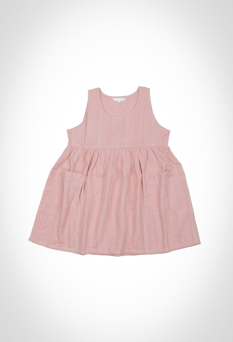Sleeveless kids dress in 100% organic cotton double fabric