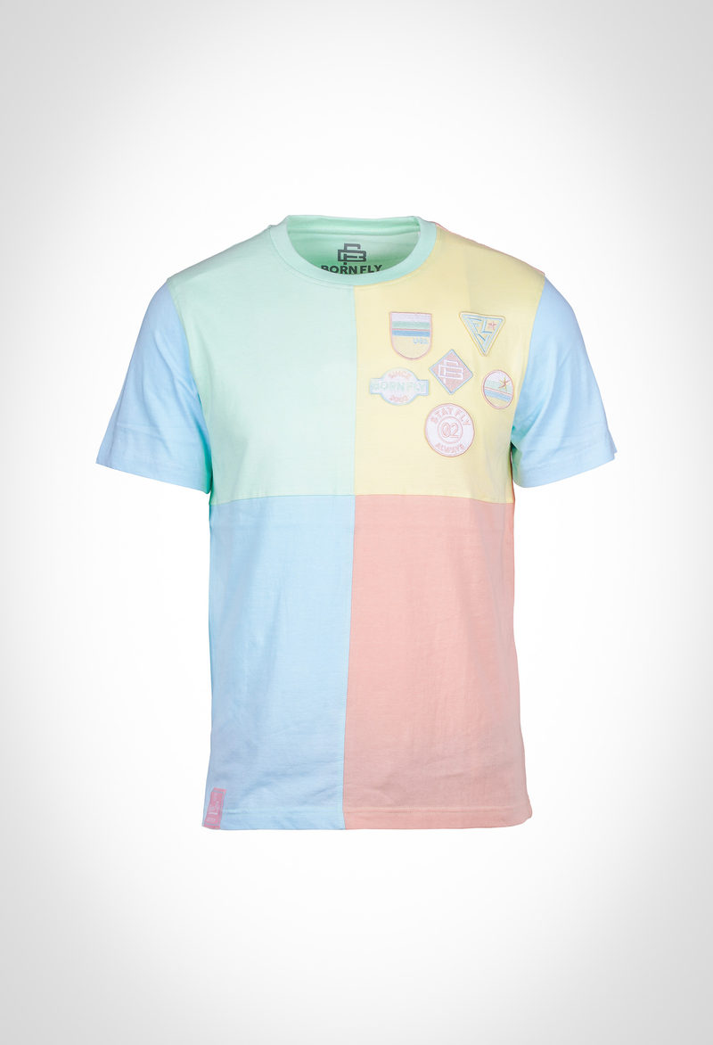Multi color 190 gsm cut & sew tee with embroidered chest appliques