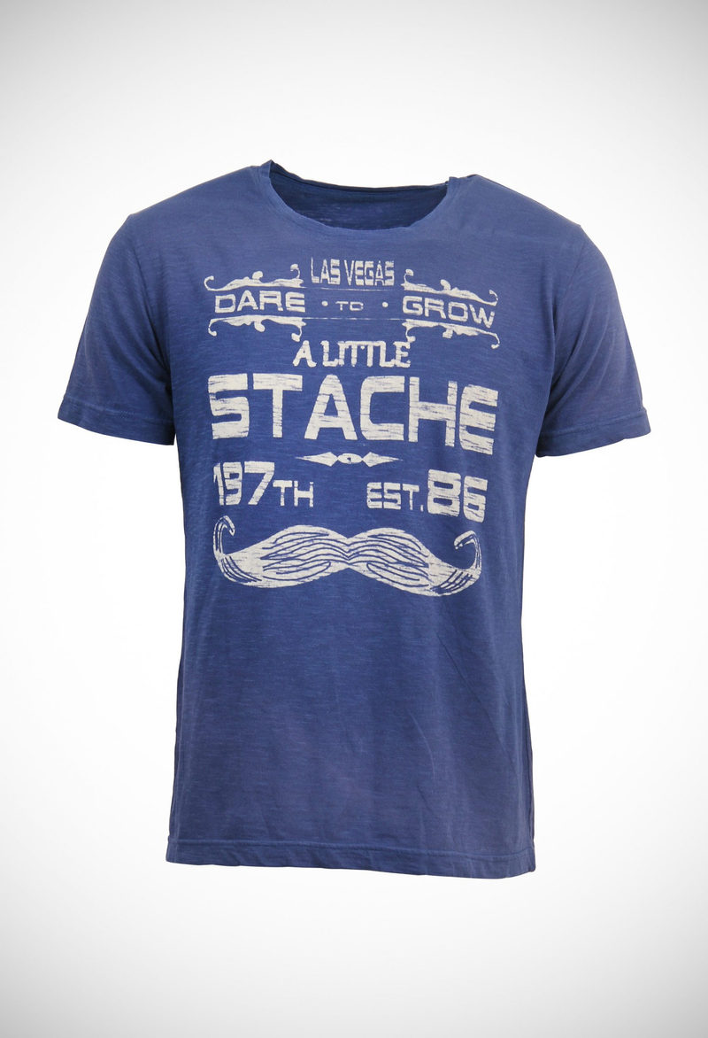 Nice soft touch tee with inside print and mild spray at yoke and hem
