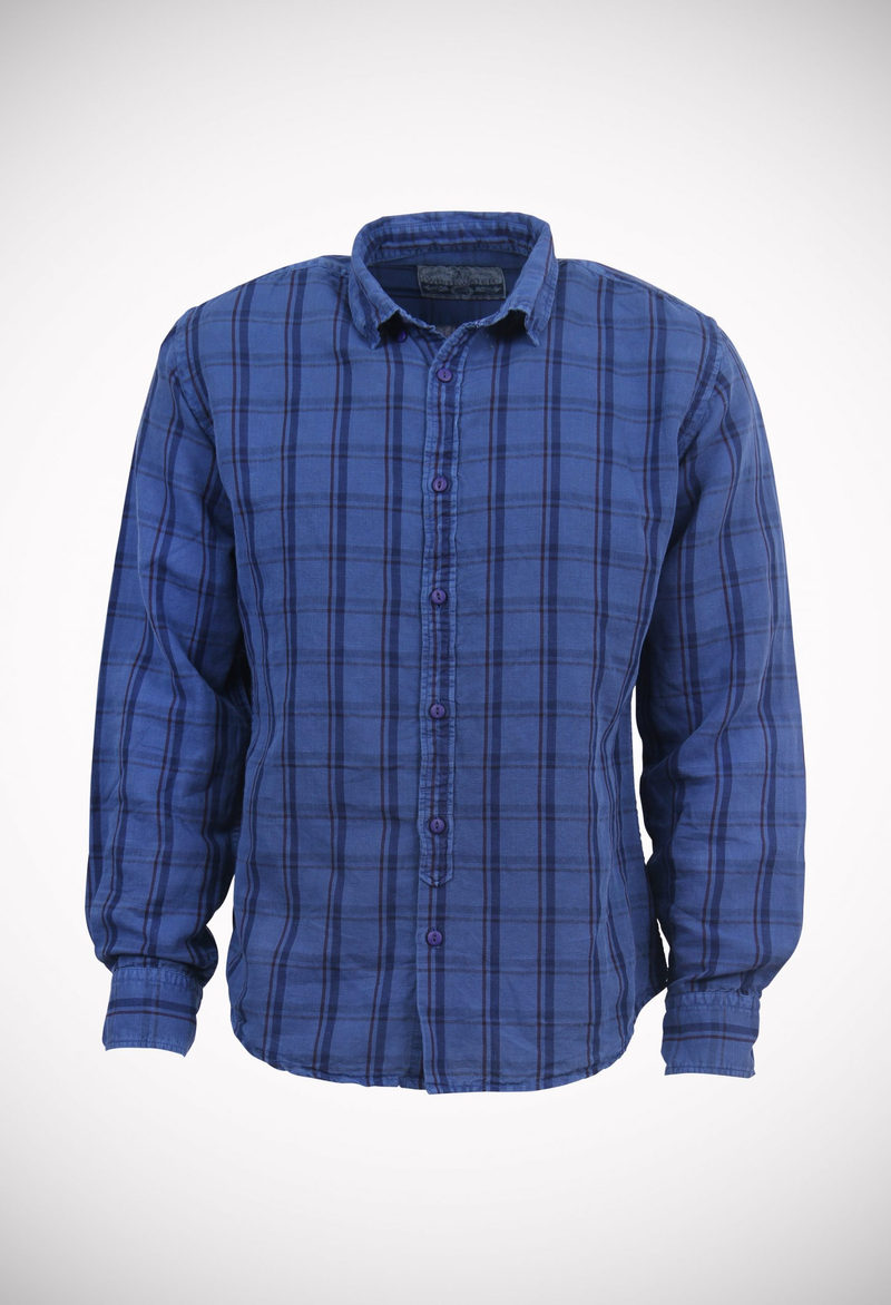 Stone oxy bleach washed 5.5 oz denim shirt with marble effect snap buttons