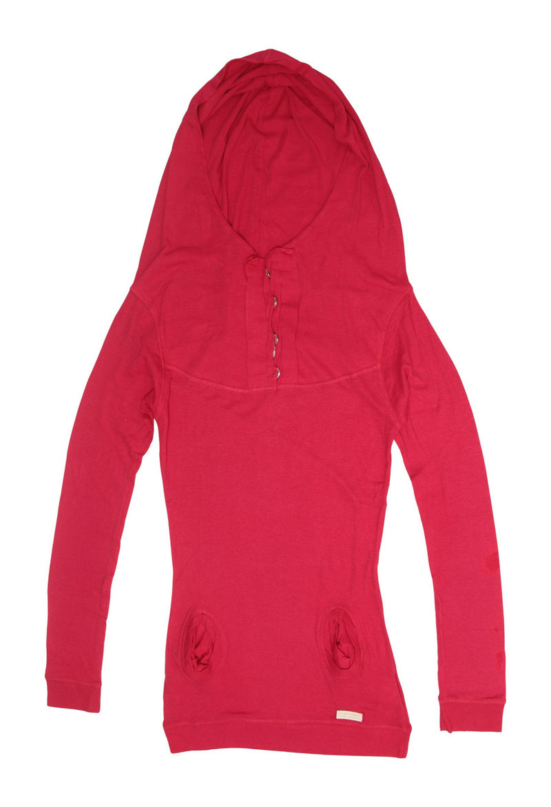 Fancy hoody with a triple layered placket