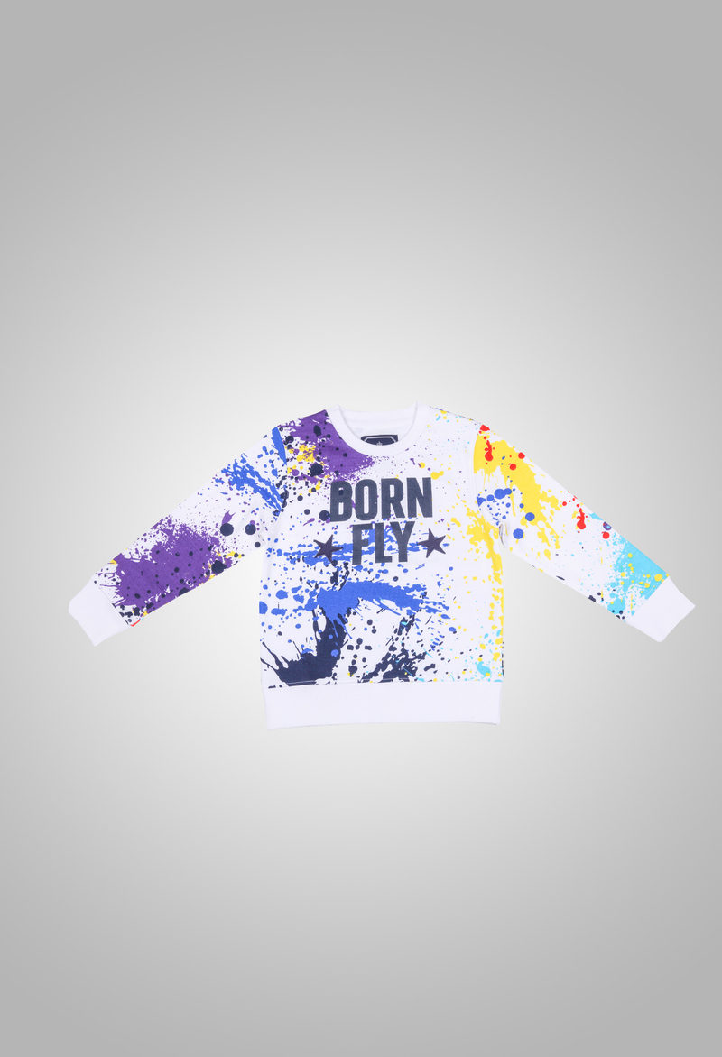 Boys allover printed sweat shirt in 280 gsm cotton loopback fabric