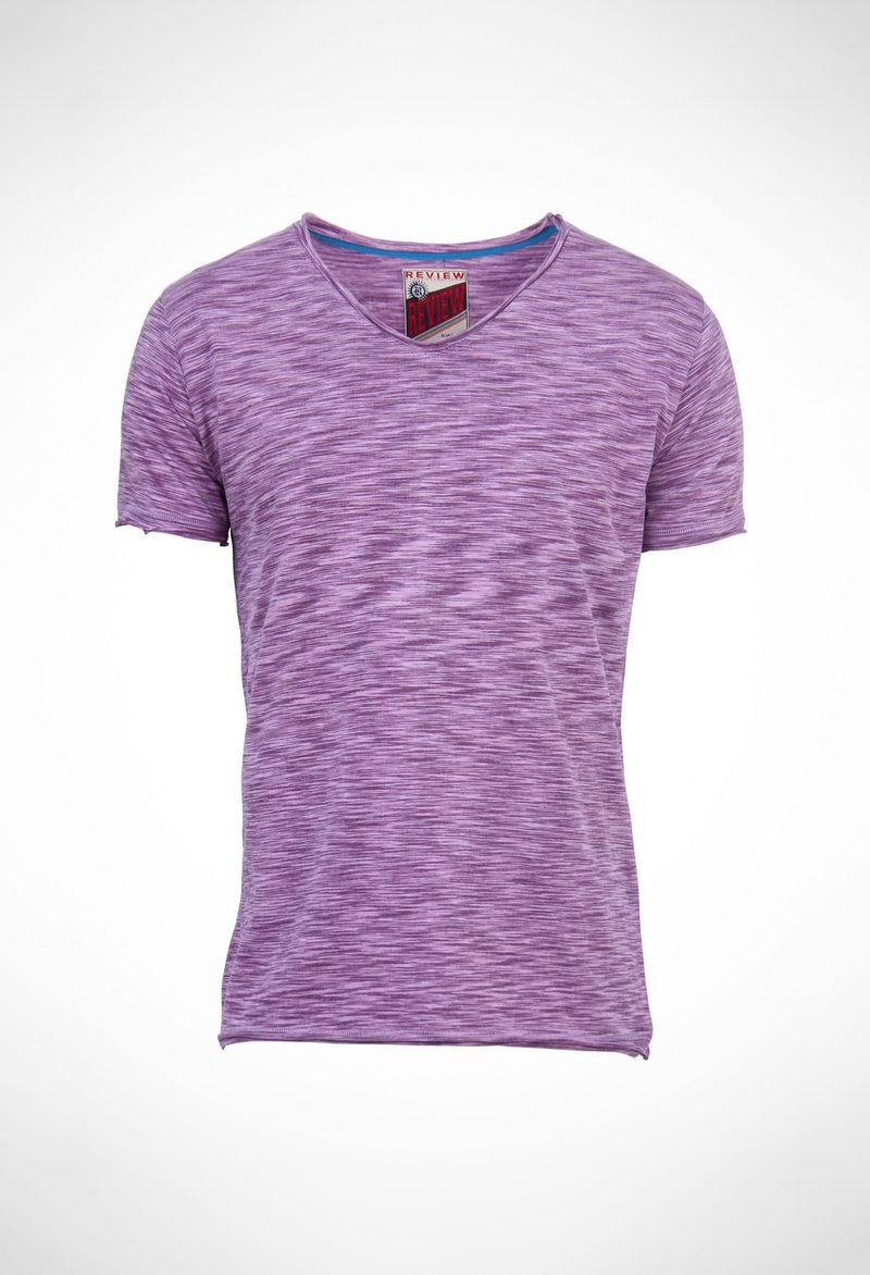 Space dyed cotton polyester 140 gsm jersey tee with raw edges