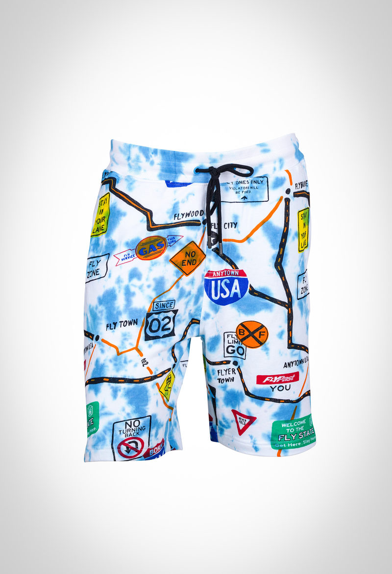 350 gsm aop loopback shorts with tie & dye