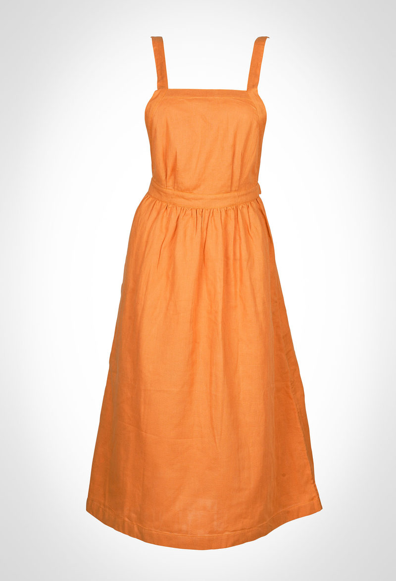 Shoulder strapped dress in 100% organic cotton double gause fabric