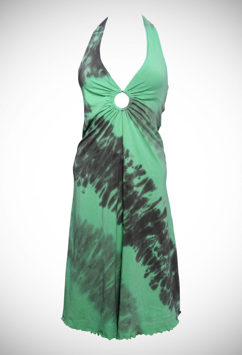 Halter neck tie & dye dress in cotton elasthane 200 gsm jersey