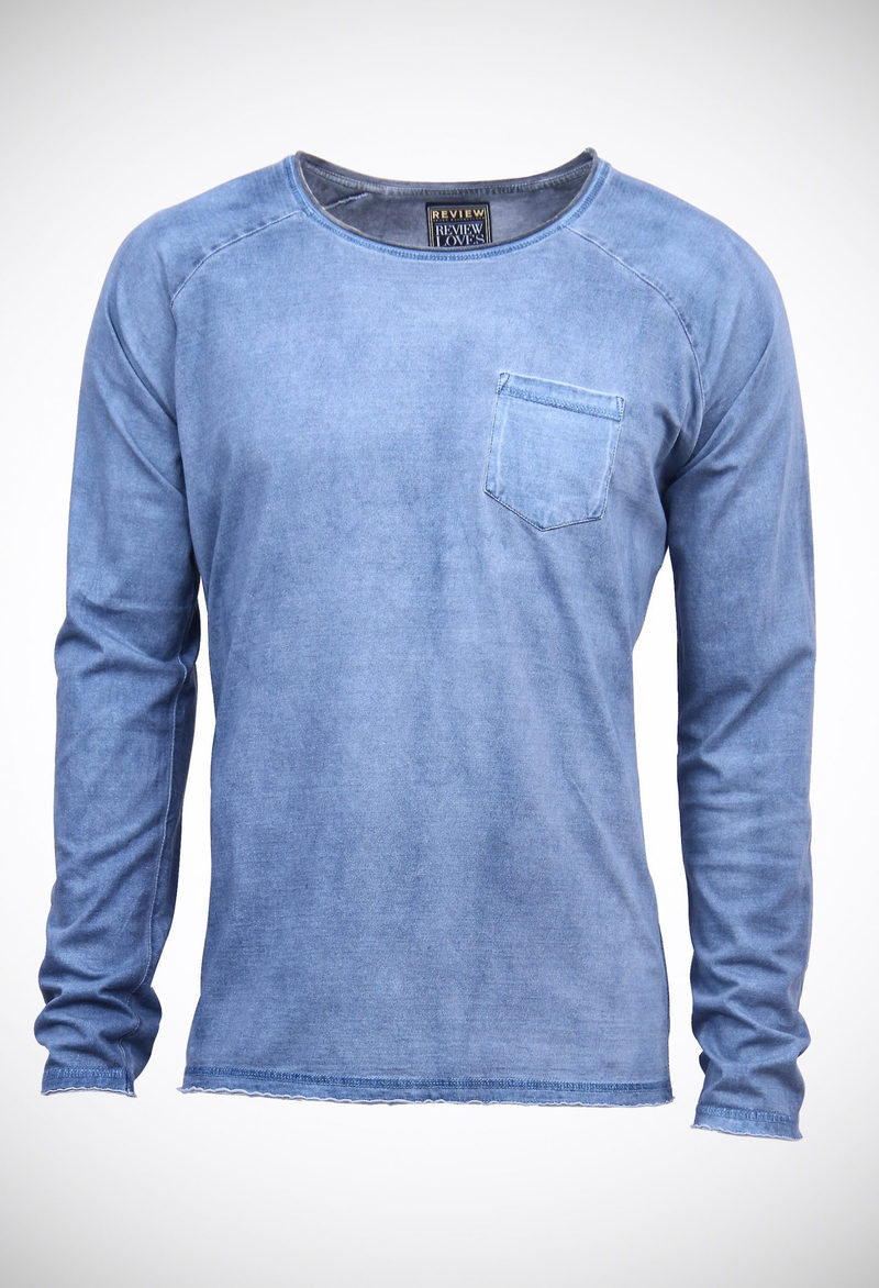 Contrast color double side spray on a 160 gsm jersey raglon long sleeve tee