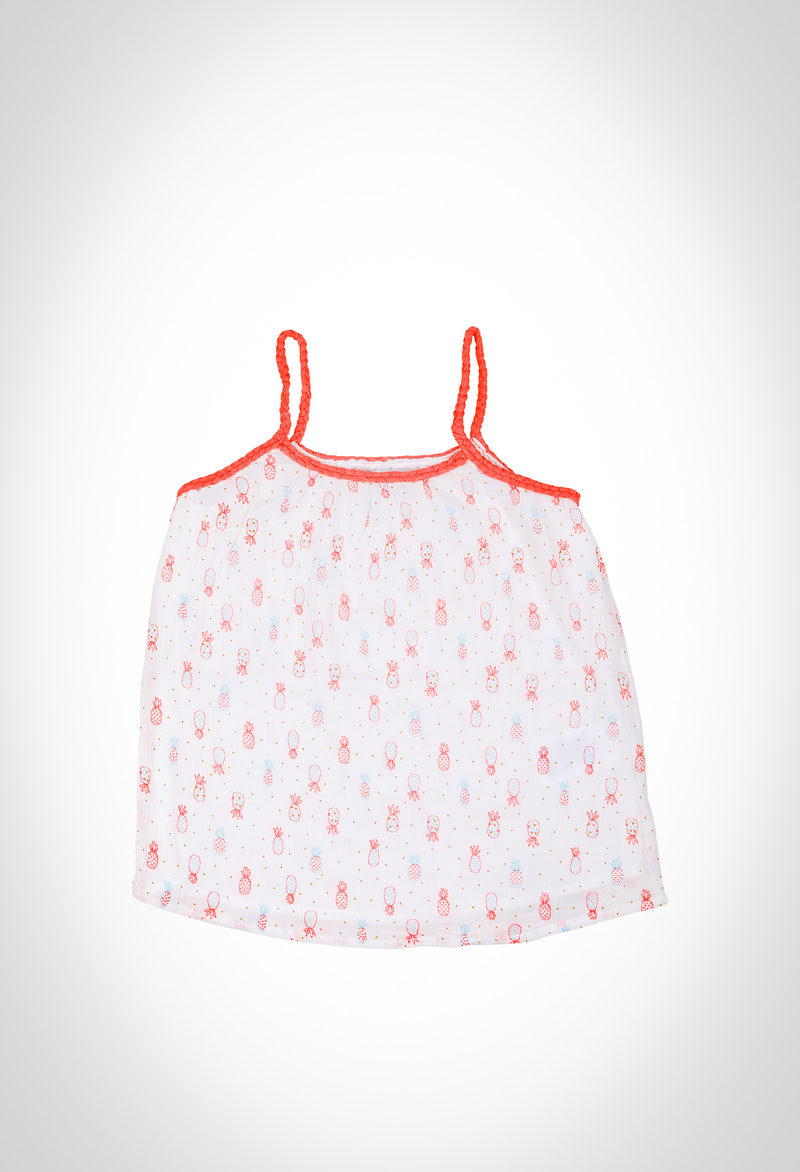 Kids allover printed crepe top with cotton voile lining