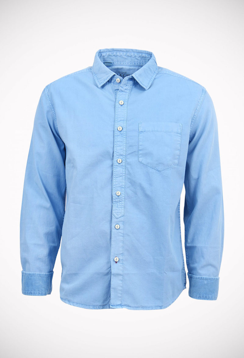 Cotton oxford reactive pigment garment dyed shirt with corduroy trim
