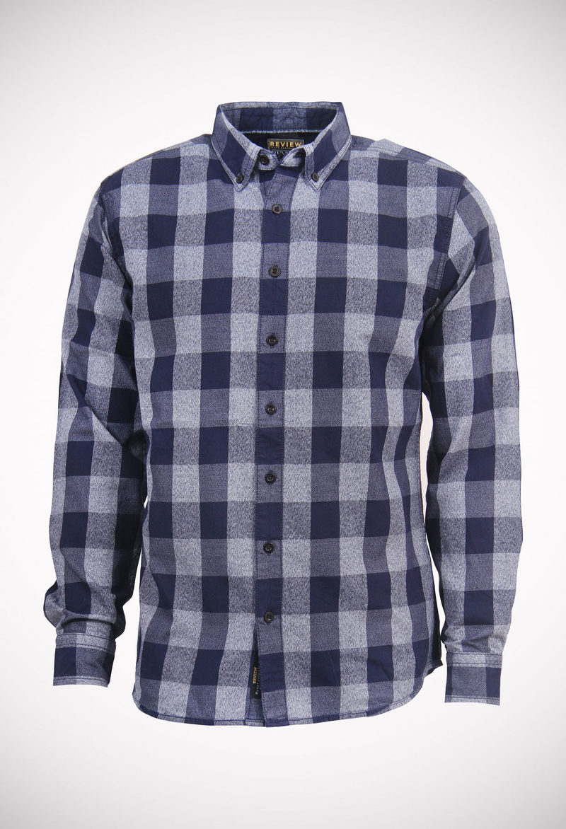 Twisted yarn dyed check shirt with a melange effect, enzyme washed