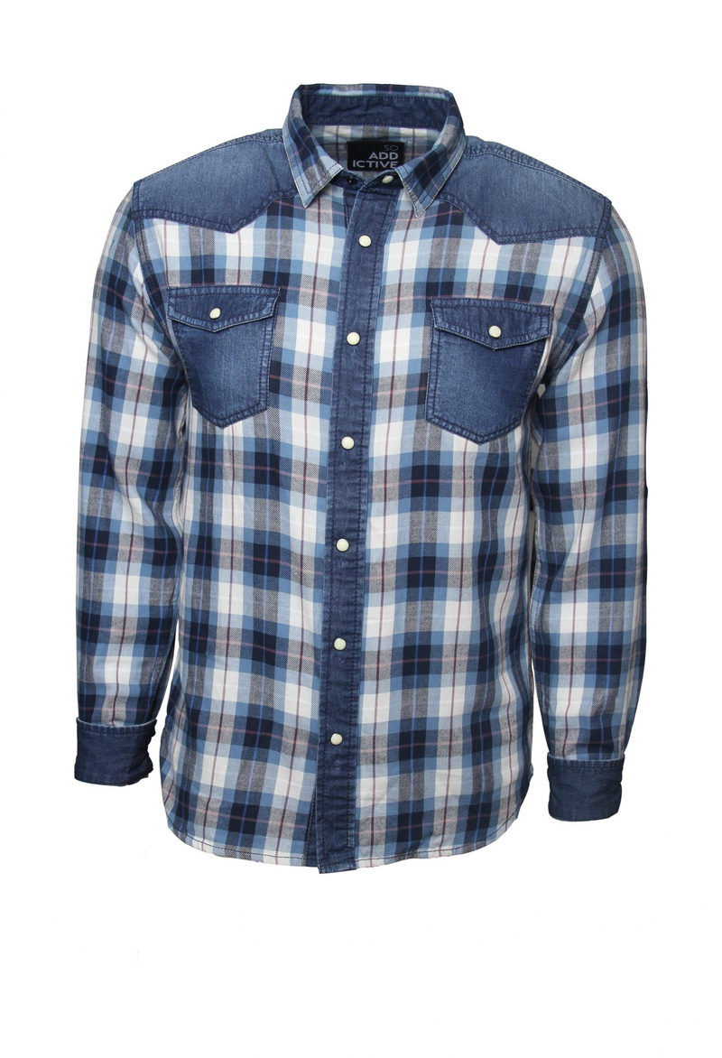 Enzyme washed light weight vichy flannel shirt